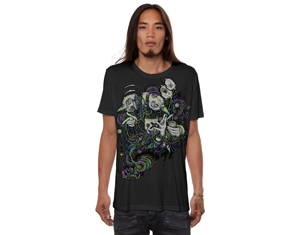 dark grey abstract psychedelic men t-shirt
